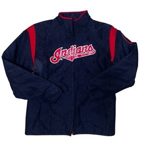 Majestic Therma Base Cleveland Indians On-Field Premier Full-Zip Jacket Navy Lg